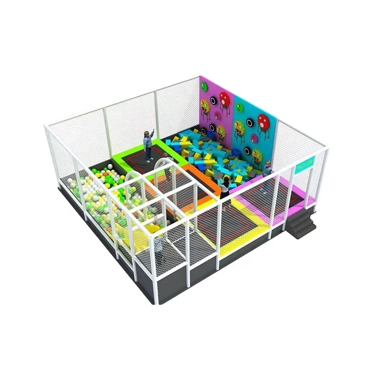 CE Approved Large Fitness Trampoline Park With Jumping Mat and Foam Pool