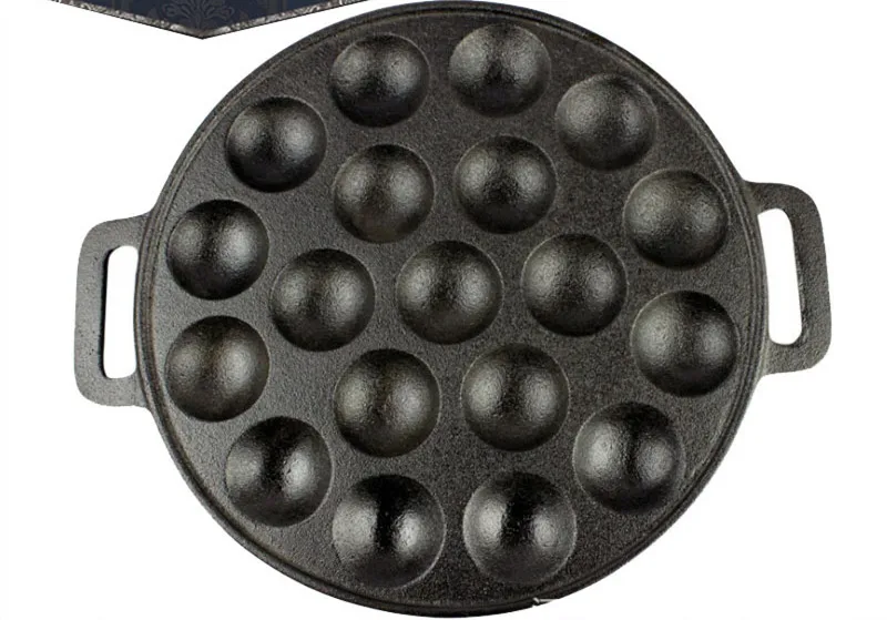 Custom Laser Logo Pancake Grill Pan 19 Holes Heavy Duty Non-Stick Cast Iron Poffertjes Pan
