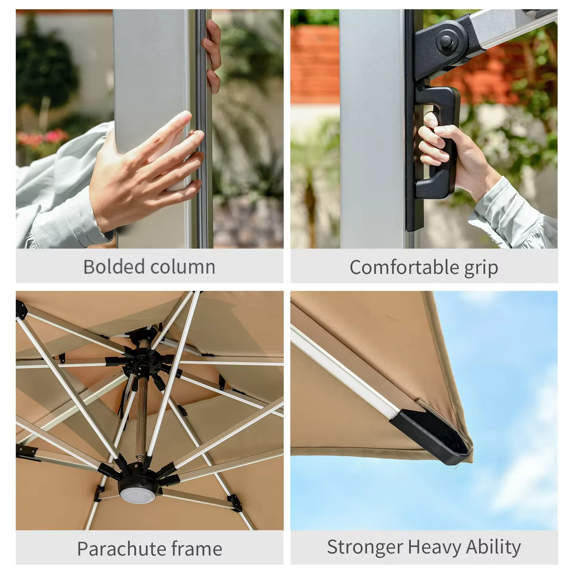 MOJIA LED umbrellas Big Size garden Umbrella hydraulic 10*10FT parasols with solar panel for Garden Patio for sale in stock