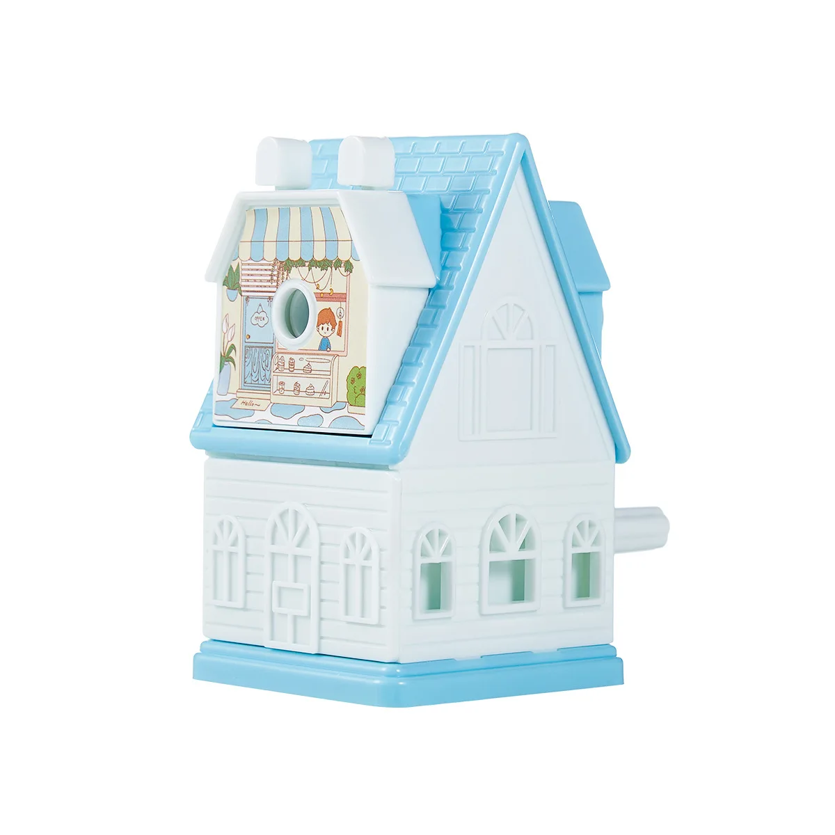 Популярная детская маленькая ручная точилка в форме дома, точилка для карандашей, настольные канцелярские принадлежности