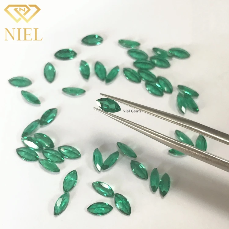 Zambia small gems stone price grown cutting marquise lab created emeralds zambian green emerald gemstone