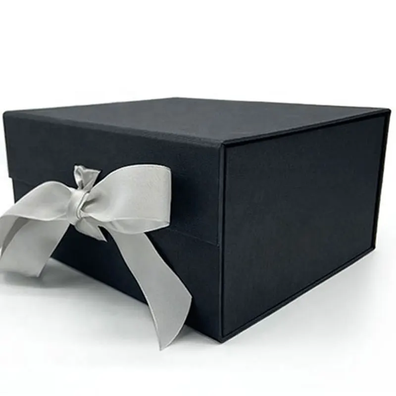 Роскошные большие черные складные картонные подарочные коробки с париком