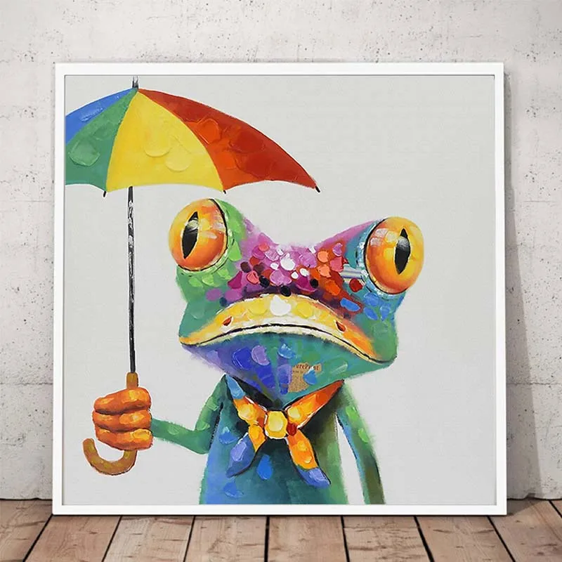 Living Room Decor Happy Frog With Glasses Picture Canvas Posters Print Cartoon Animal Wall Modern animal picture wall art prints