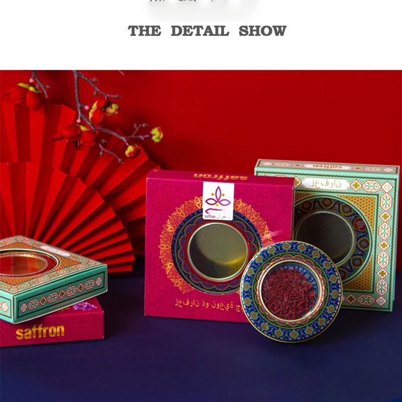 Wholesale Custom Saffron Packaging Box Luxury Metal Gift Container  Small Round Saffron Tin Box