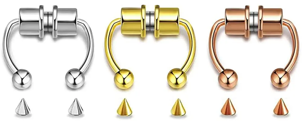  Wholesale Sexy Magnetic Unique Jewelry Piercing Hoop Clip On Cuffs Stud Fake Nose