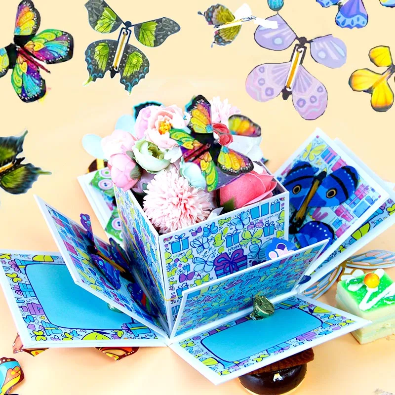Exploding  Surprise Explosion Bounce Magic Flying Paper Butterfly For Surprise Boxes,magic butterfly flying cake decoration