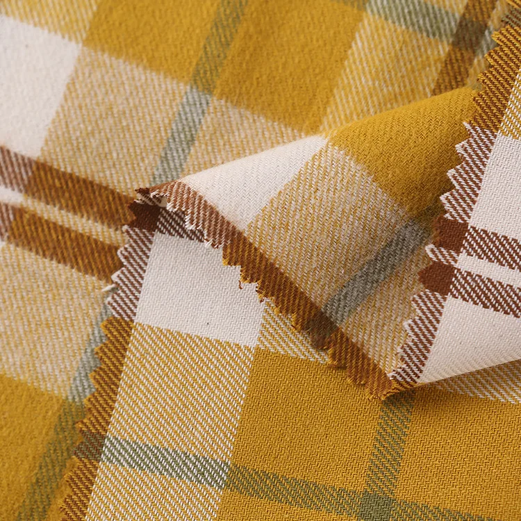 In stock wholesale 100% cotton flannel fabric shirt woven yarn dyed pink checkered gingham brushed cotton fabric