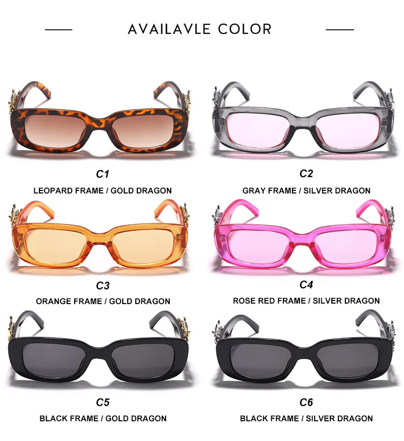 Stylish Small Frame Oval Diamond Sunglasses Dragon Pair Eye Glasses for Men Vintage Personality Trendy Punk Style Glasses PC OEM