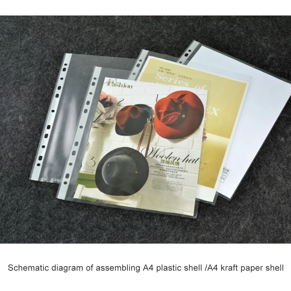Clear Plastic Sheet Protectors Custom Logo 11 Holes A4 Plastic pp Transparent File Folder Punch Pockets