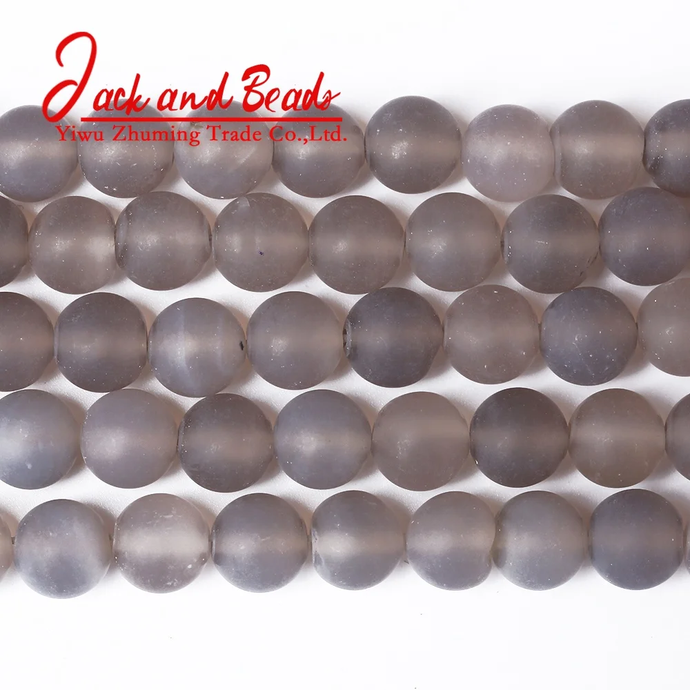 Natural Onyx Stone Dull Matte Grey Agates Round Loose Beads For Jewelry Making