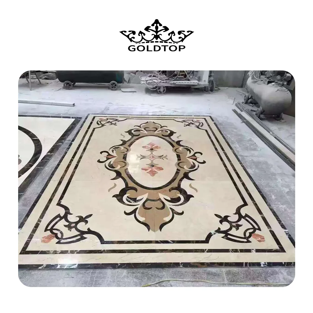 GOLDTOP Luxurious customize flower waterjet marble tiles design floor pattern