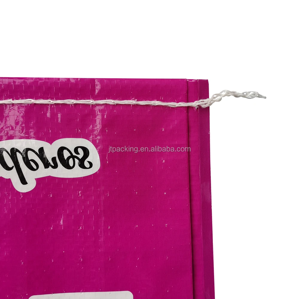 Customize Laminated Bags M-shape Edge PP Woven Bag Animals Feed Sack 25kg 50kg for Rice Grain