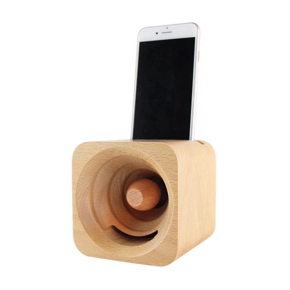 New Design Portable Eco Friendly Maple Cherry Cellphone Wooden Phone Speaker