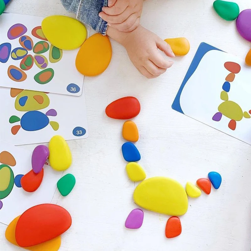 Colorful Stacking Game Stones Toys Rainbow Cobble Crazy rock Building Blocks Toy for Kids