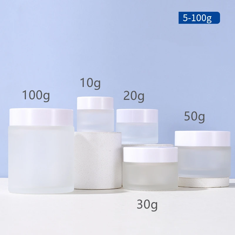 Luxury Rountable Lampite Frosted Glassdecorative Lighting Screw Lid Table Lights with White Cosmetic Glass Plastic Cosmetic Jar