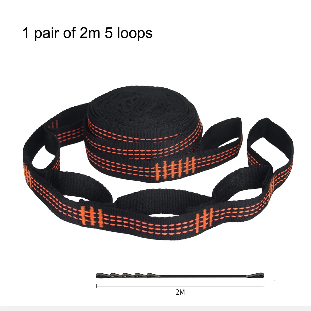 Pair of Hammock Straps 2 Meters 5 Loops Adjustable Tree Hanging Belts