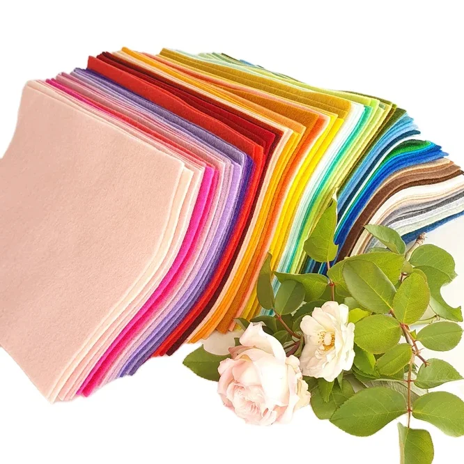 Handmade 15*15 cm Rainbow Wool Felt Sheets Christmas & Easter Ornaments for DIY Crafts