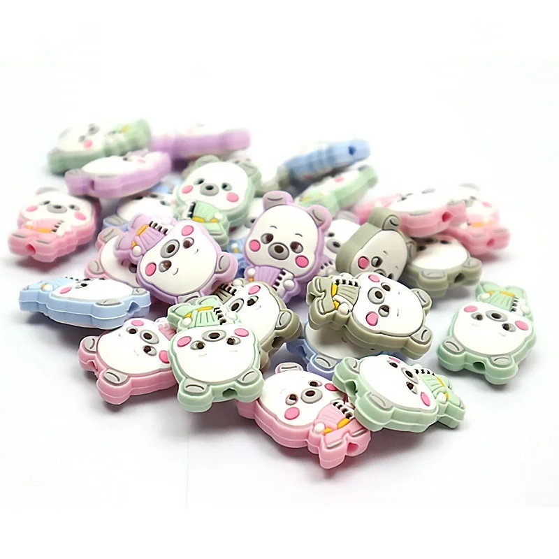 Food grade soft Loos Silicon bear Beads baby bpa free teether for teething