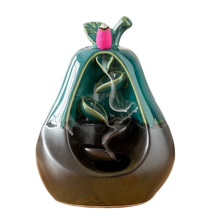 SPACEKEEPER Ceramic Backflow Incense Holder Waterfall Incense Burner with 120 BackflowIncense Cones