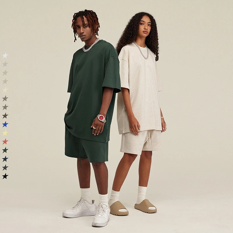 Custom Summer Oversized  Tracksuit For Casual Sports Two Piece T Shirt And Short Set Unisex Women Men Track Suit