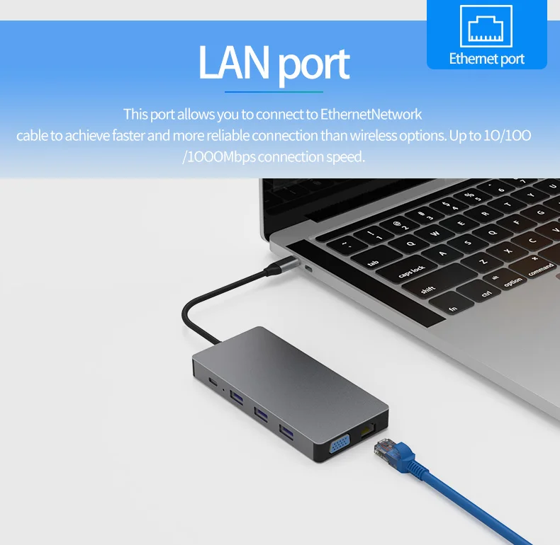 10 портов Тип C хаб Rj45 Hdtv Vga Pd Usb-концентратор адаптер в 1 Usb-C концентратор для Macbook