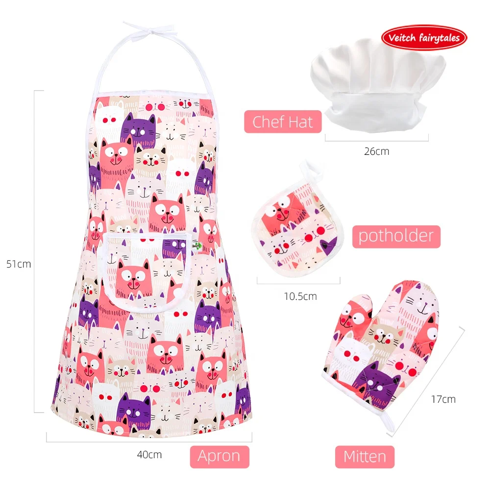Veitch сказки Таможня Ягнится колпак шеф-повара фартук костюм Ролевые игры сковорода выпечная прокладка салфетка для инструменты для выпечки набор кухонных игрушек для одежды для мальчиков и девочек