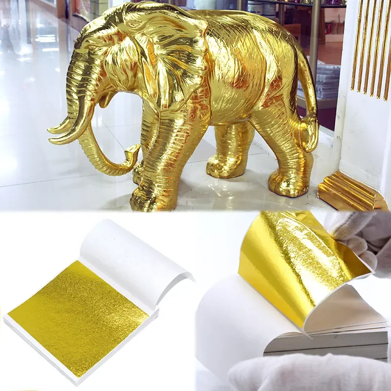 Factory Price High Quality 500P/Pack Taiwan Imitation Gold Leaf Foil 9*9 14*14 Gold Leaf For For Craft Art