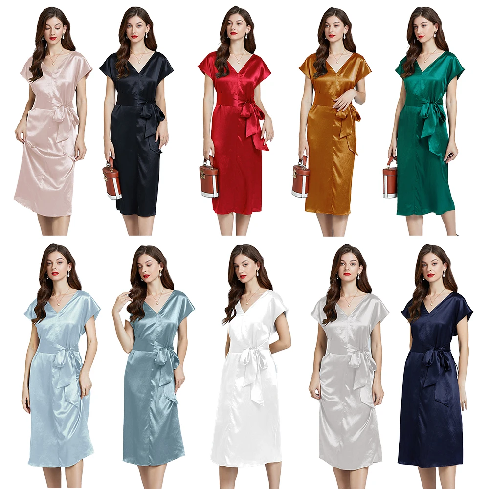 Custom Made 100% Mulberry Silk Garment Elegant Dress Luxury Pure Silk Nightgowns Women Silk Dress
