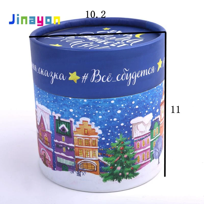 Wholesale Custom Pattern Round Tube Packaging Christmas Hard Paper Tube Gift Box