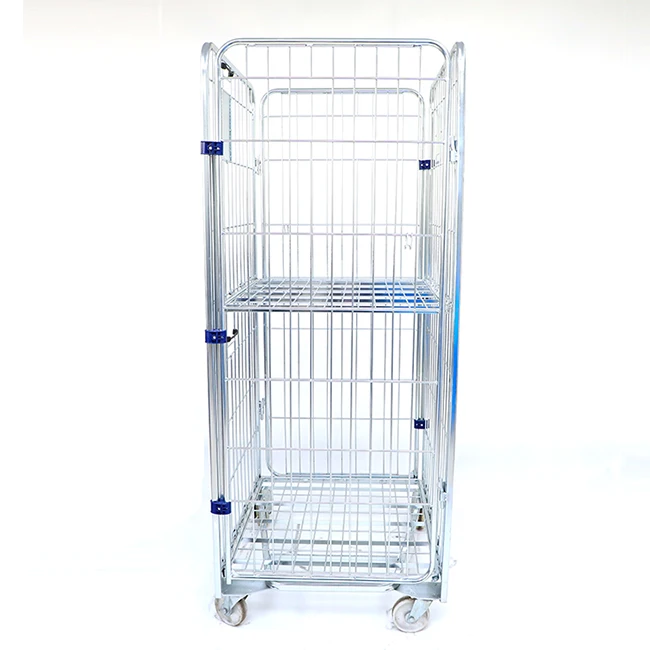 Логистика 4 стороннюю сетка безопасности металлопроката, металлическая клетка хранения с колесами