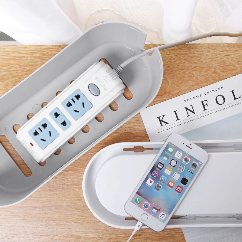 Высокое качество оптовая продажа белая коробка-органайзер для кабелей ABS чтобы скрыть электрические провода на столе домашнего офиса коробка управления кабелем