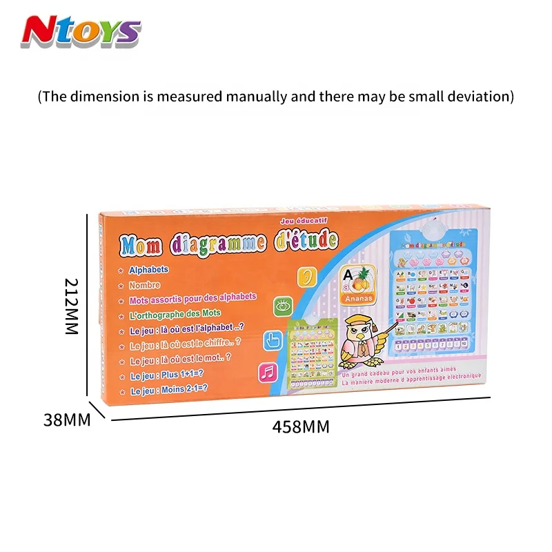 Intelligent Double-Sided Learning Wall Chart Learning Toys for Kids Juguetes Educativos Para Ninos with Sound/French/English