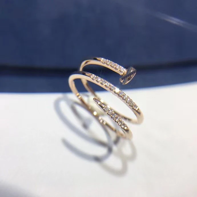 CGR029 18K Real Gold Nail Ring Full Paved Natural Diamond 7g Luxury Wedding Ring for Men and Women Trendy Design Engagement Ring