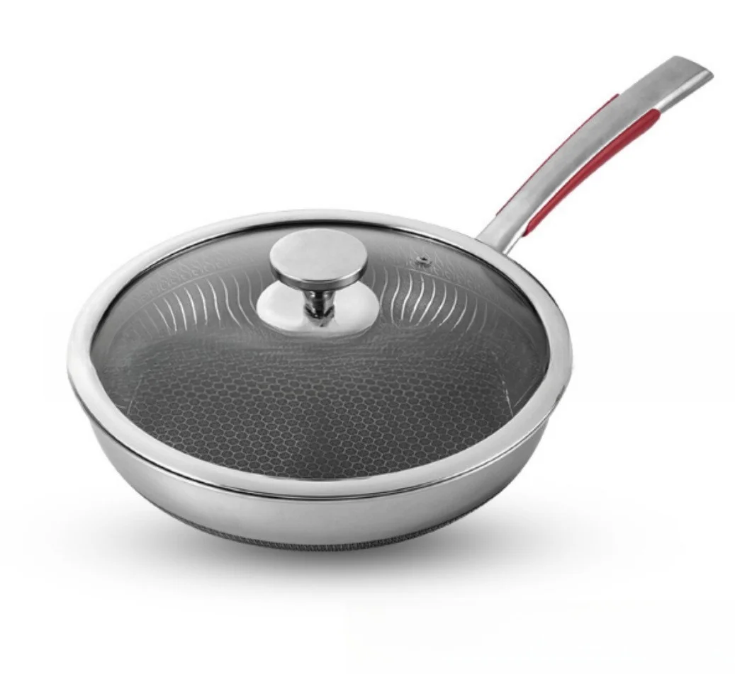 316 stainless steel flat bottomed non stick pan Electromagnetic stove gas stove universal