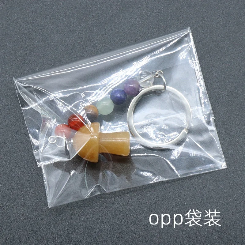 Natural rose quartz mini mushroom keychain 7 chakra crystals gemstone key ring For christmas car key bag pendant