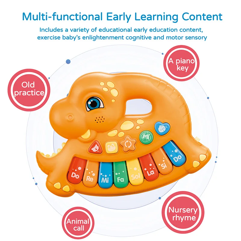 Educational Cartoon Baby Toys Musical Instruments Toys Dinosaur Electronic Piano Keyboard For Baby