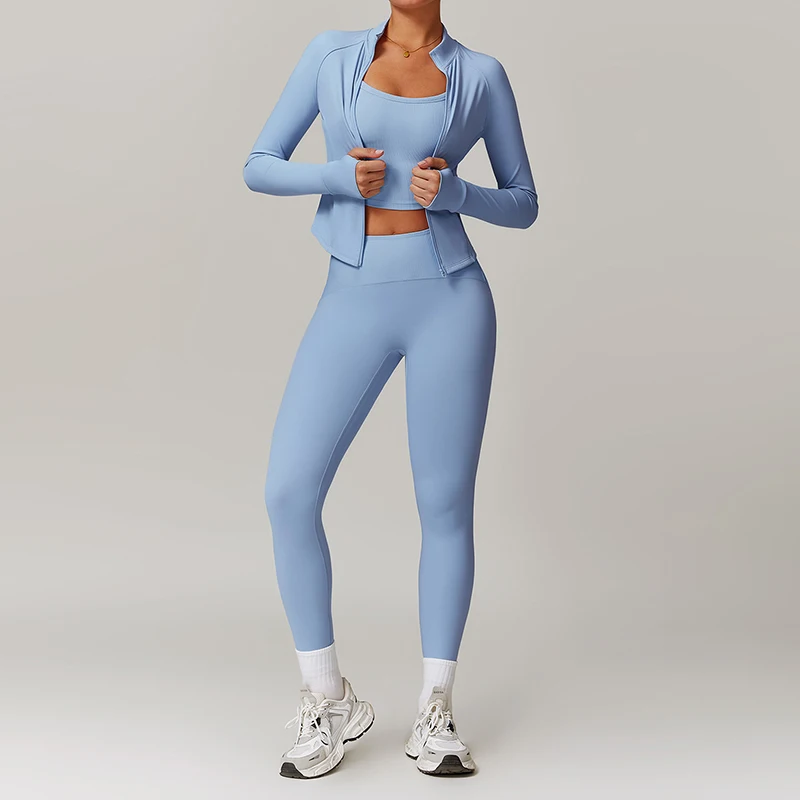 8889 2 Piece Workout Sets For Women Jacket Gym Yoga Outfit  High Waisted Matching Exercise Leggings jackets Active Set gym wear