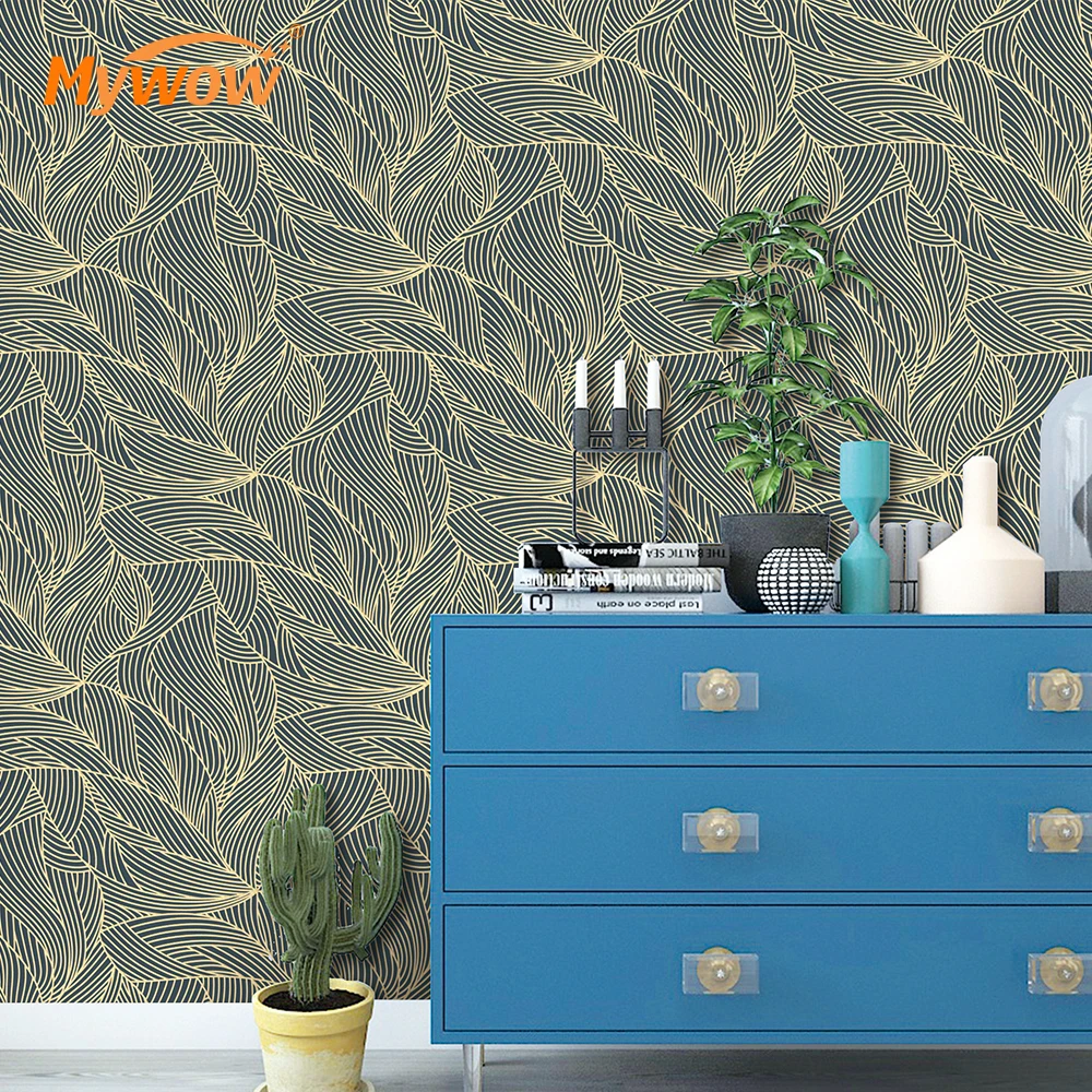 MyWow Home Wall Paper 3d Metallic Wallpaper Raised Screen Printed Pvc Metallic Wallpaper With Foil Lamination