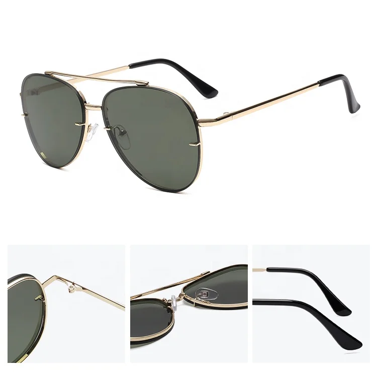 fashion unisex sunglasses 2024 Pilot metal sun glasses polarized lens custom logo glasses double bridge metal sunglasses men