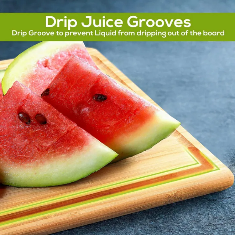 Wholesale Custom Durable Nature Bamboo Vegetables Cutting Board Wood With Juice Groove