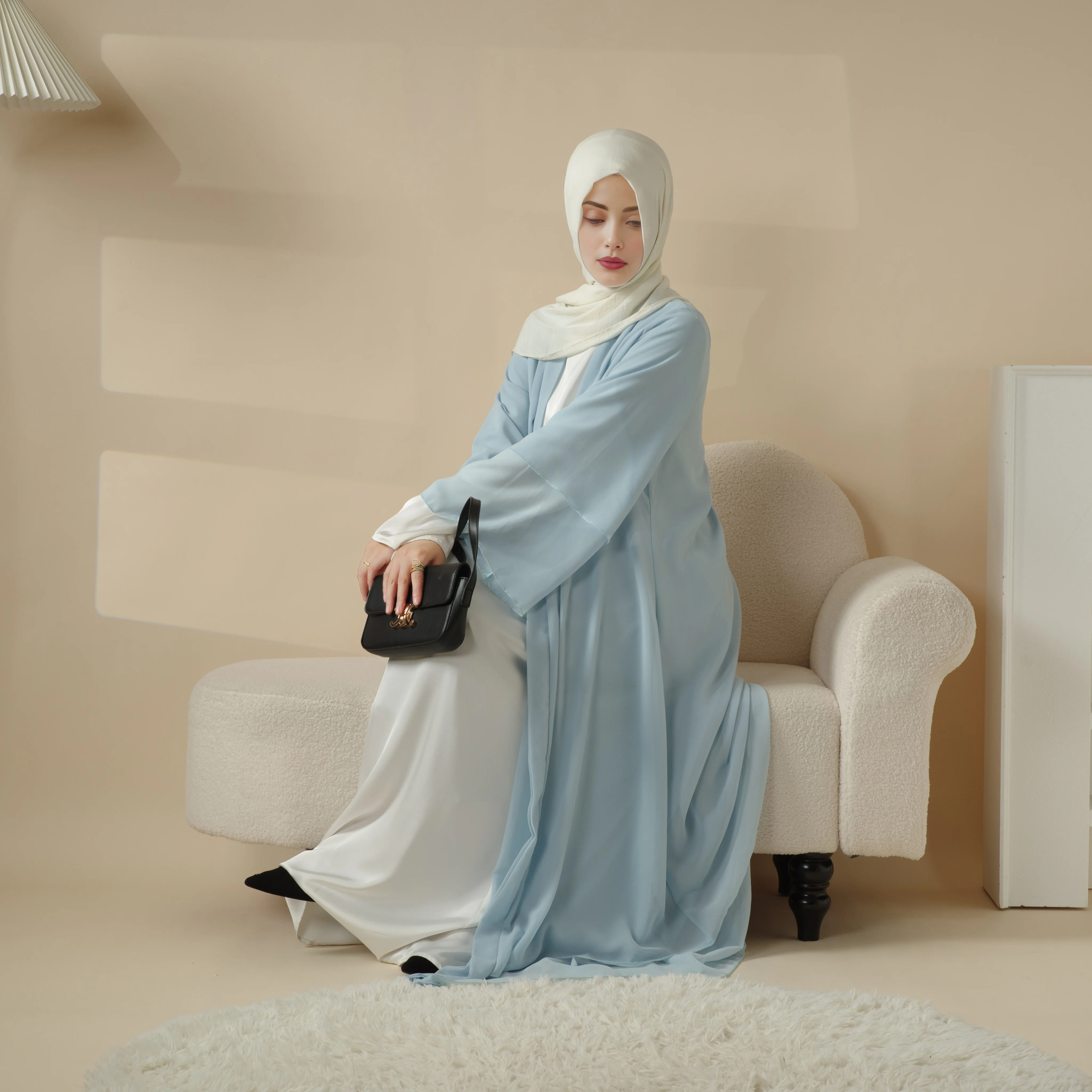 Stylish Chiffon Abaya Set Muslim Prayer Dress Ethnically Styled Jilbab Wedding Work Casual Occasions Silk Crepe Modest Dress Set