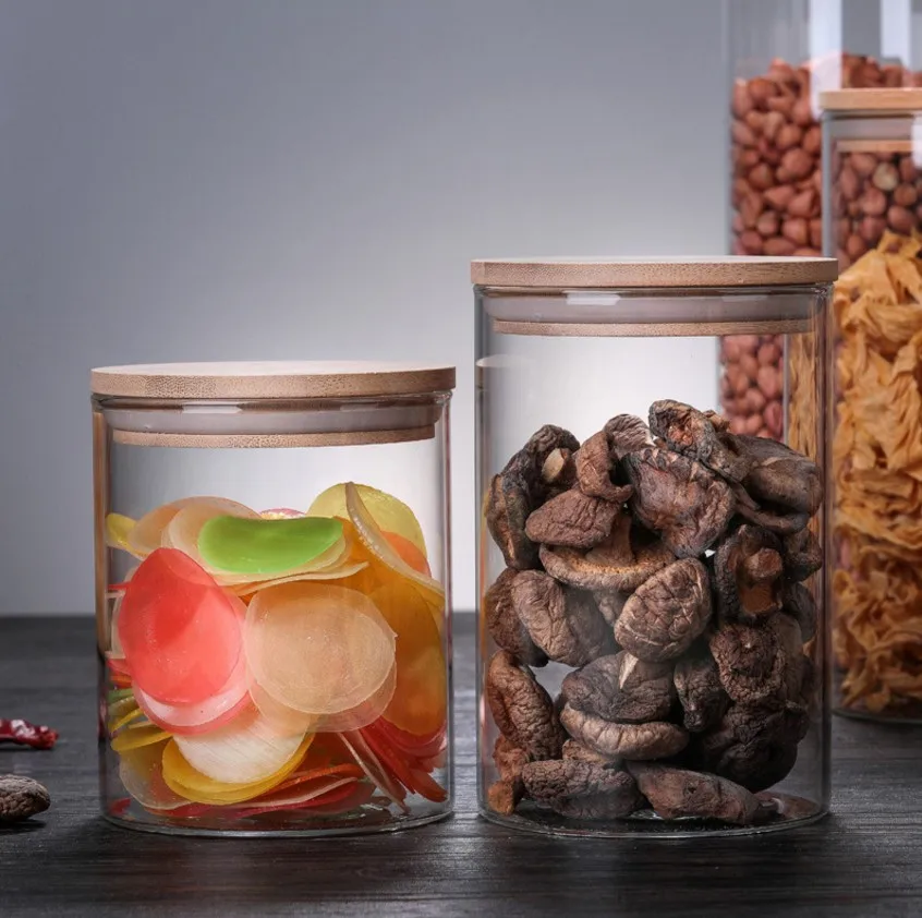 Round shape Jar With Airtight Cap-Complete Organizer Set Food Storage Container Kitchen Glass Jar