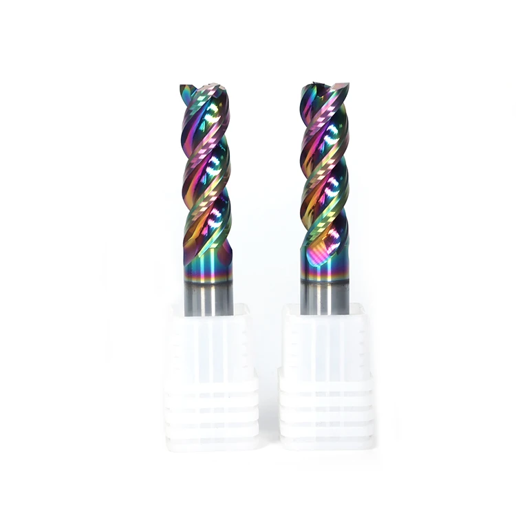 HRC65 Colorful aluminum milling cutter 1-20mm 3 flutes U-groove high gloss high efficiency aluminum milling cutter