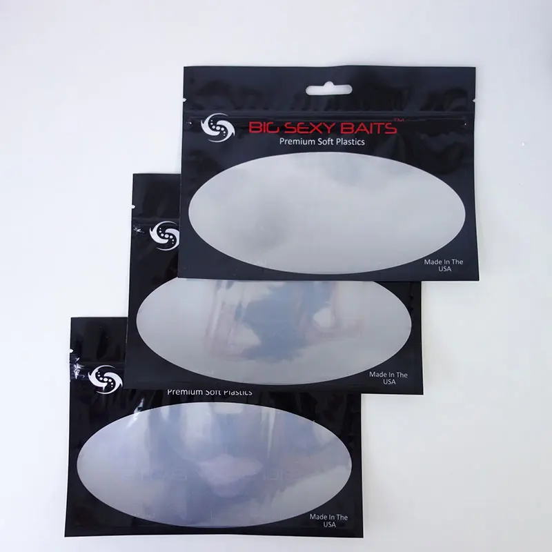 Custom Printing Glossy Aluminum Foil Fishing Bait Packaging clear Zipper Bags Fish Feed 3 Side Seal Pouch bag
