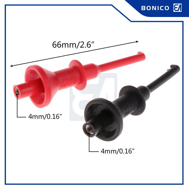 Test Hook Clip Multimeters Test Lead Extension Hook Probe Testing Clip 4mm Aperture Threaded Hook
