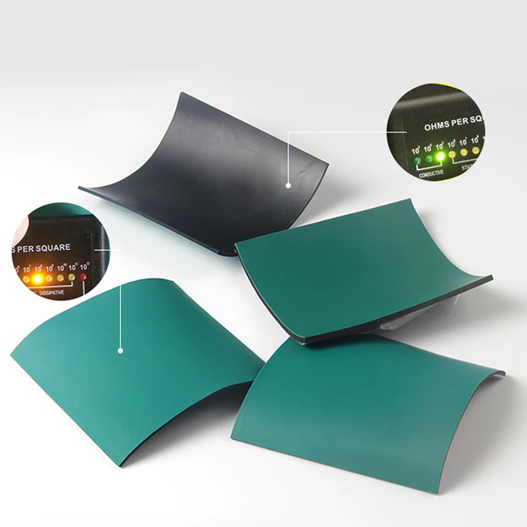 Eco-friendly Green Smooth Cleanroom Floor Table High Temperature Reclaimed 2 Layers Antistatic Esd Mat
