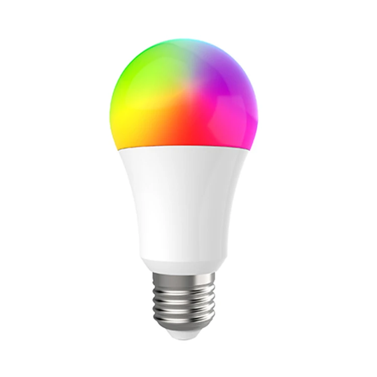 Tuya App Controlled Dimmable Multi-Color Changing LED Bulbs E26 A19 RGB Smart Light UL Certificate AC B22 PC Plastic Home Use