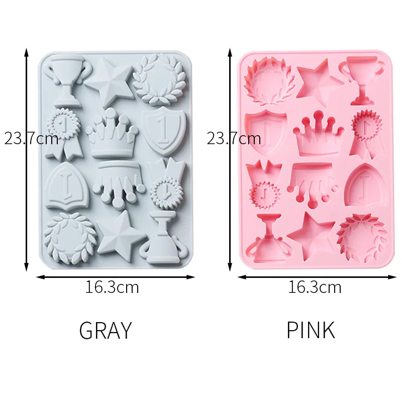 Silicone Cake Mold Crown Stars Medal Trophy Shape Chocolate Cake Trays Jelly Cupcake Brownie Molds For Kitchen Baking Decoration