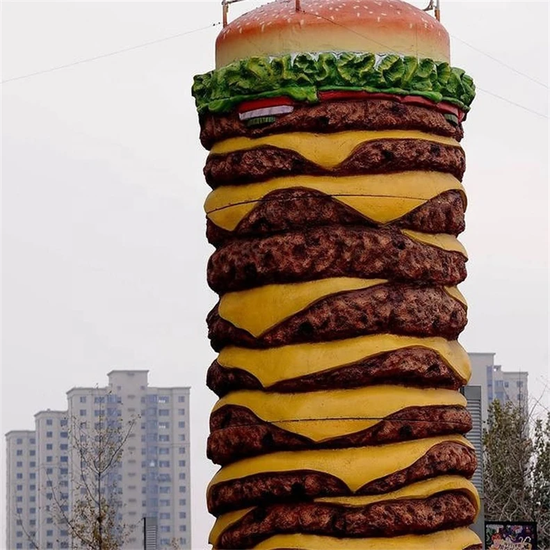 Life Size Burger King big outdoor fiberglass christmas ornament hamburger candy fruit and animal resin crafts for outdoor decor