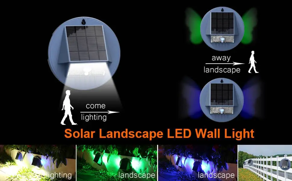 Butterfly Wings New  waterproof garden solar powered fence lights outdoor yard deck light led step patio lights stair solar lamp